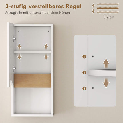 Badezimmer-Wandschrank, Soft-Close-Tür, offenes Regal, Weiß