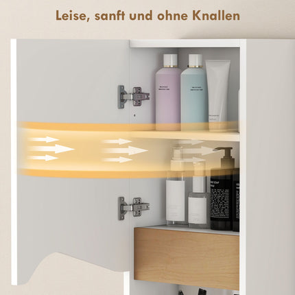 Badezimmer-Wandschrank, Soft-Close-Tür, offenes Regal, Weiß