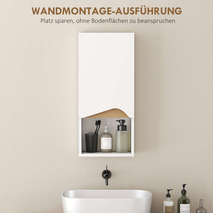 Badezimmer-Wandschrank, Soft-Close-Tür, offenes Regal, Weiß