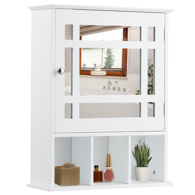 Badezimmerschrank mit verstellbaren Einlegeböden, Spiegel, weißes MDF