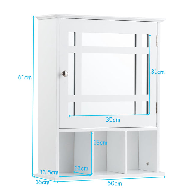 Badezimmerschrank mit verstellbaren Einlegeböden, Spiegel, weißes MDF