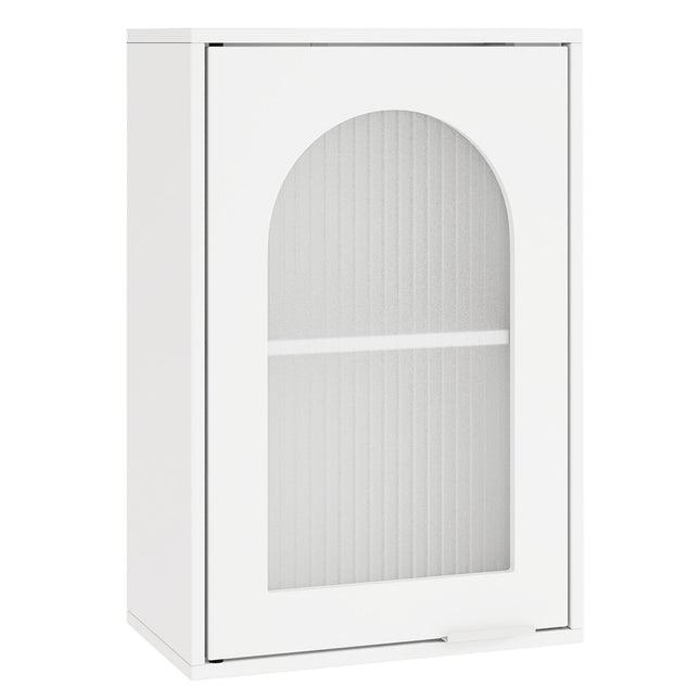 Badezimmer-Wandschrank mit Glastür, verstellbarem Einlegeboden, Weiß