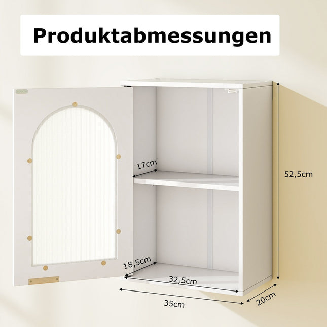 Badezimmer-Wandschrank mit Glastür, verstellbarem Einlegeboden, Weiß