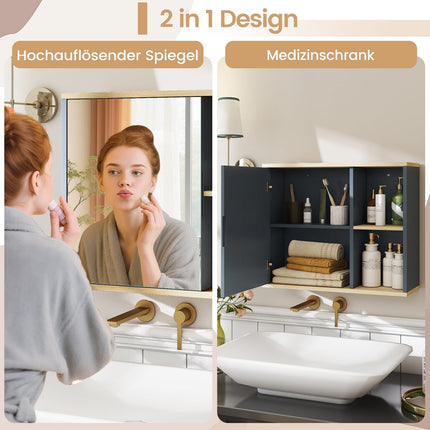 Bathroom Wall Cabinet with Mirror & Adjustable Shelf