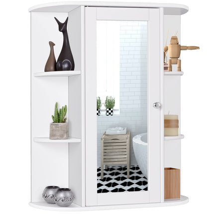 Bathroom Wall Cabinet with Mirror, Adjustable Shelves, White