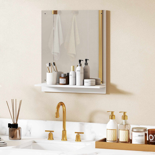 Badezimmerspiegel mit Ablage, Weiß, 50 x 60 cm