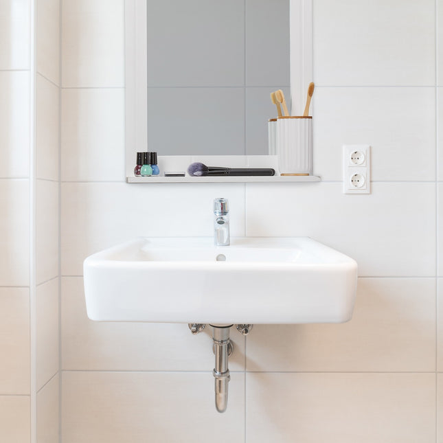 Badezimmer-Wandspiegel mit Ablage – Weißer Rahmen