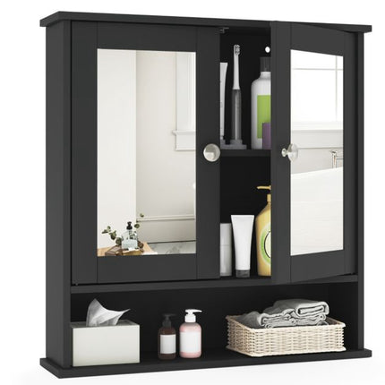 Bathroom Wall-Mounted Double-Door Mirror Cabinet, 22 x 23 in