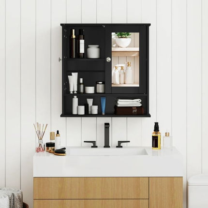 Bathroom Wall-Mounted Double-Door Mirror Cabinet, 22 x 23 in