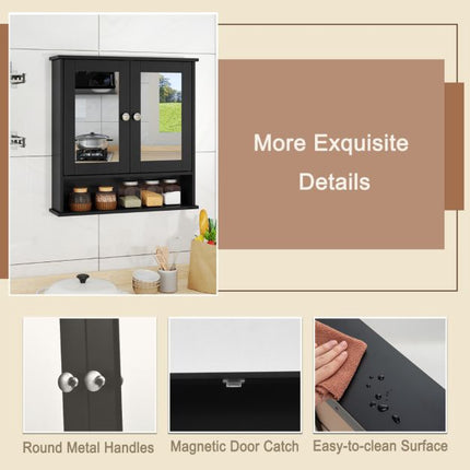 Bathroom Wall-Mounted Double-Door Mirror Cabinet, 22 x 23 in
