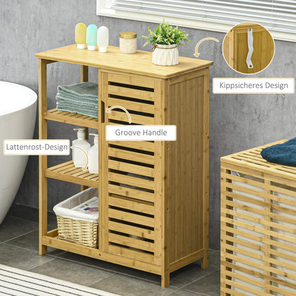 Badezimmerschrank mit Ablage & Fach, Bambus, natur
