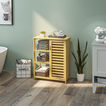 Badezimmerschrank mit Ablage & Fach, Bambus, natur