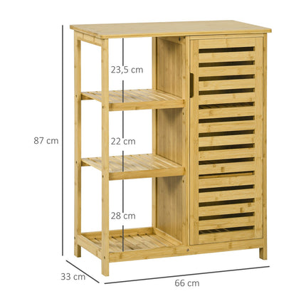 Badezimmerschrank mit Ablage & Fach, Bambus, natur