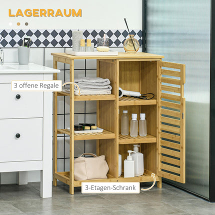 Badezimmerschrank mit Ablage & Fach, Bambus, natur