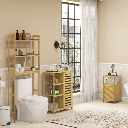 Badezimmerschrank mit Ablage & Fach, Bambus, natur