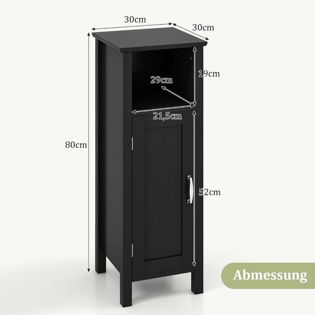 Badezimmerschrank Badschrank mit offenem Fach Beistellschrank Aufbewahrungsschrank 30 x 30 x 80 cm Schwarz