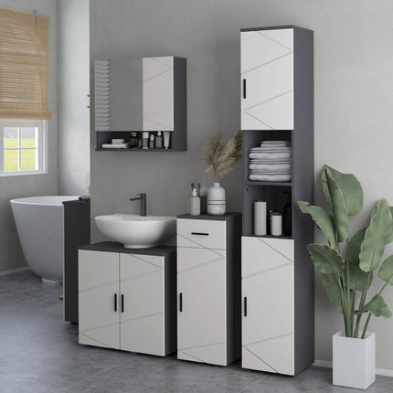 Badezimmerschrank, grau, 30 x 30 x 82 cm, verstellbare Einlegeböden