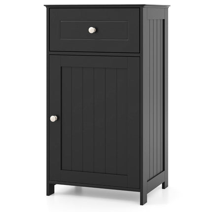 Meuble de salle de bain, slim avec tiroir et porte, 43 x 34 x 77 cm, noir
