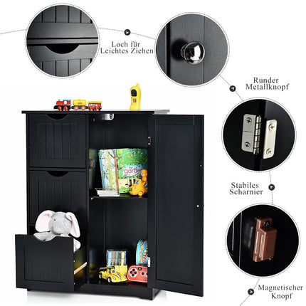 Bathroom cabinet storage cabinet with 3 drawers 60 x 30 x 81 cm black
