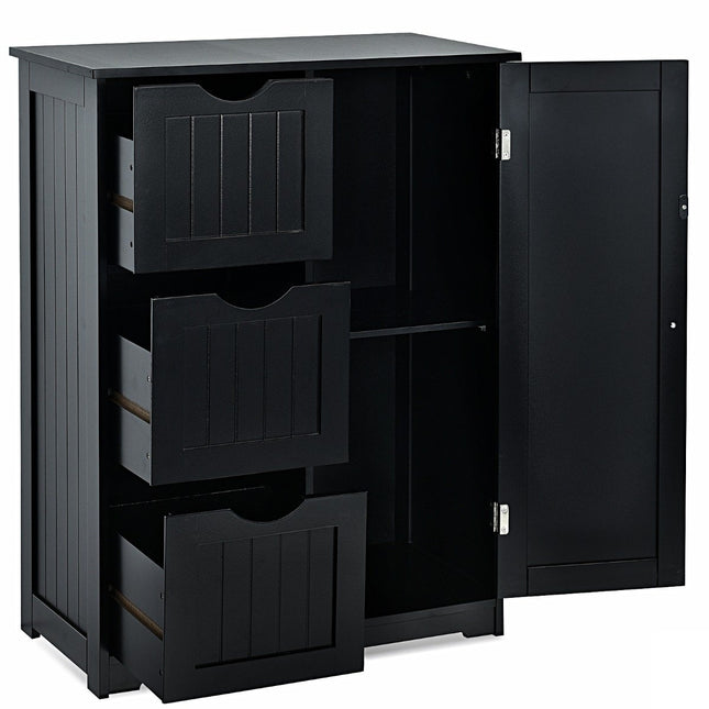 Bathroom cabinet storage cabinet with 3 drawers 60 x 30 x 81 cm black
