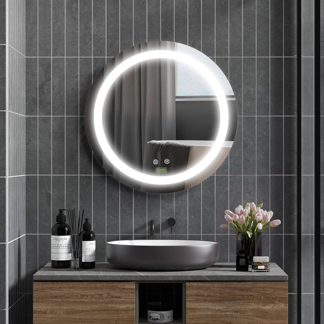 LED-Badezimmerspiegel, Ø50 cm, Antibeschlag, Touch & Memory-Funktion