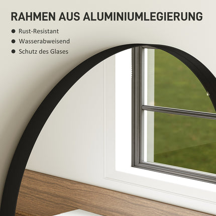 Badkamerspiegel 50 x 70 cm spiegel met onbreekbare folie, badkamerspiegel met aluminium frame, wandspiegel voor badkamer, slaapkamer, zwart Aosoom