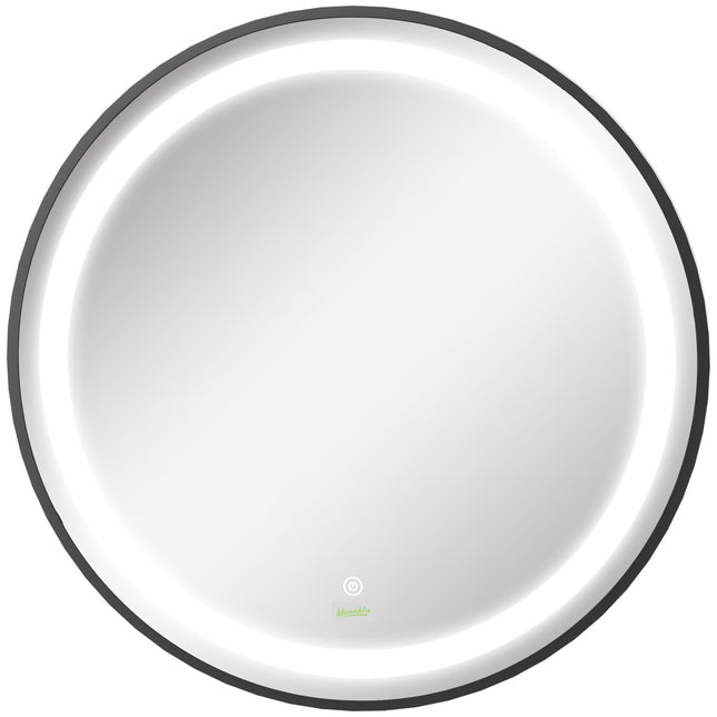 LED-Badezimmerspiegel - 60 cm, Touch & Memory, Schwarz, IP44-zertifiziert