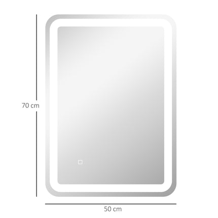 LED-Badezimmerspiegel, 50x70cm, Antibeschlag, Touch-Schalter