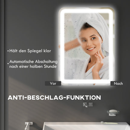 LED-Badezimmerspiegel, 50x70cm, Antibeschlag, Touch-Schalter