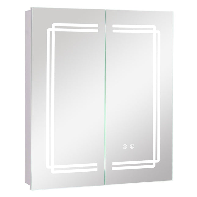 Badkamerspiegelkast met verlichting & 2 stopcontacten & dubbele deuren anti-condens wandkast