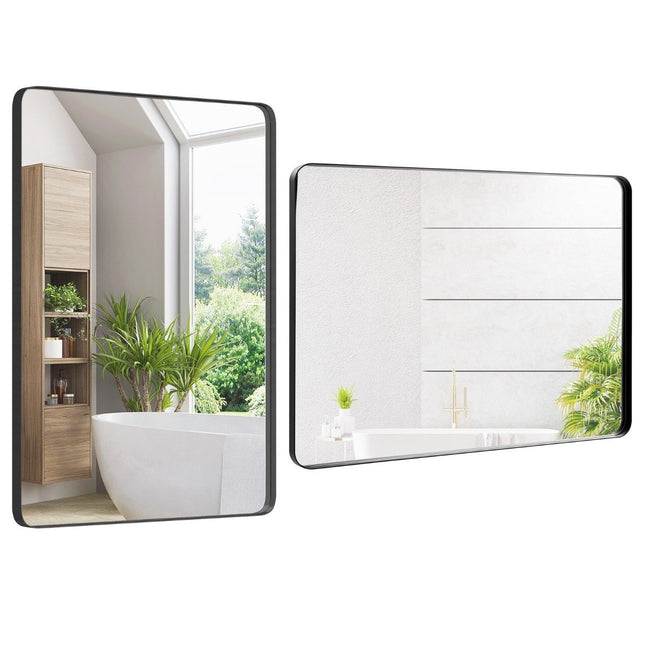 Badkamerspiegel, hangspiegel, explosieveilige wandspiegel, cosmetische spiegel voor de badkamer, 76,5 x 56 x 3 cm, zilver