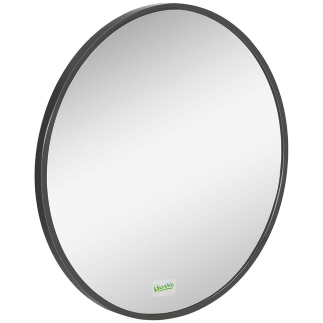 Runder schwarzer Badezimmerspiegel – Ø50 cm, Aluminiumrahmen