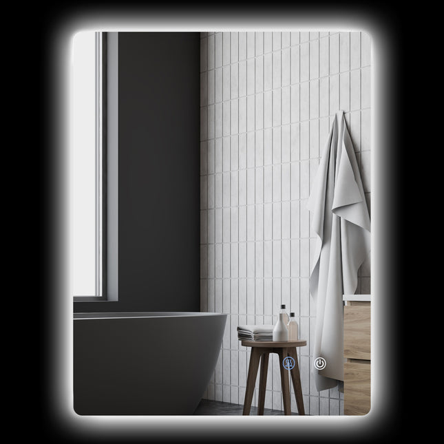 Badezimmerspiegel mit Beleuchtung, 70x50 cm, Antibeschlag Touch-Steuerung