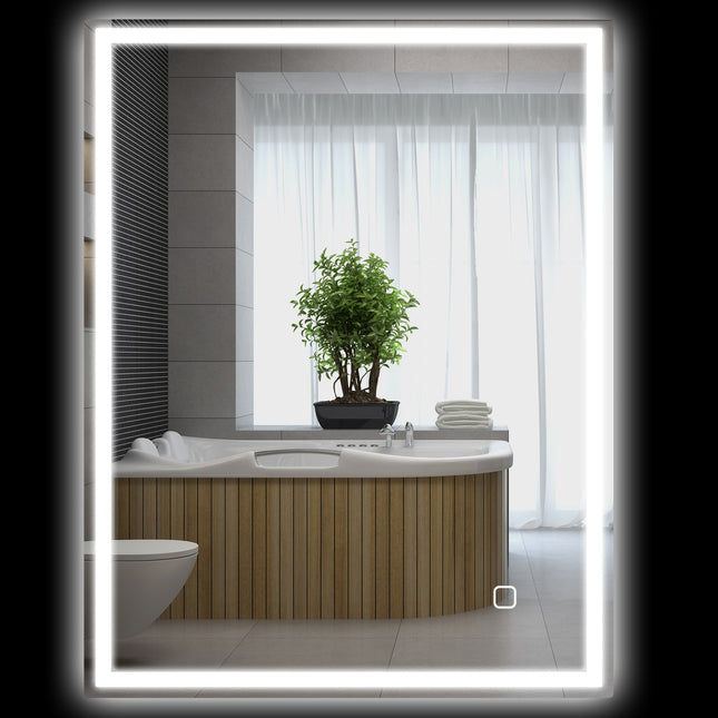 LED-Badezimmerspiegel, 90x70 cm, beschlagfrei, Touch-Schalter
