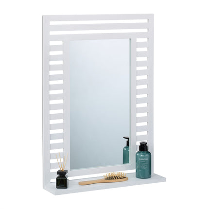 Bathroom mirror with shelf in white