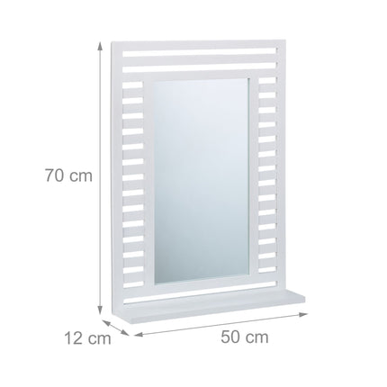 Bathroom mirror with shelf in white