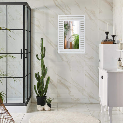 Bathroom mirror with shelf in white