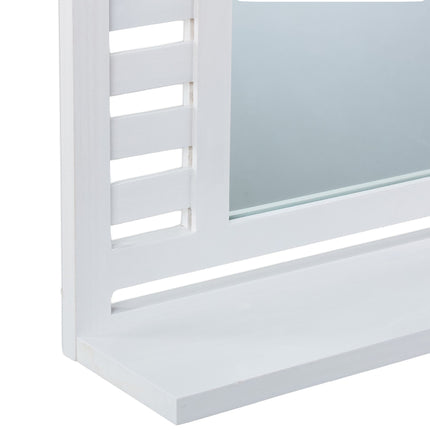 Bathroom mirror with shelf in white