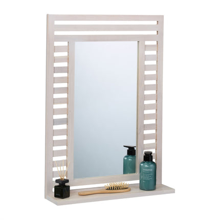 Miroir de salle de bain avec étagère en blanc vintage