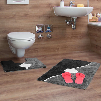Bathroom rug in set of 2 patterned