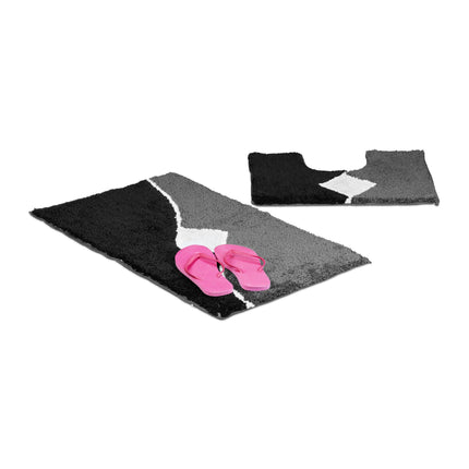 Bathroom rug in set of 2 patterned