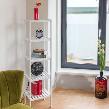 Bathroom shelf bamboo white
