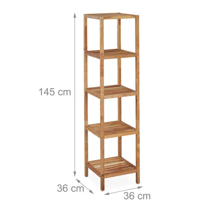 Bathroom shelf in walnut with 5 shelves