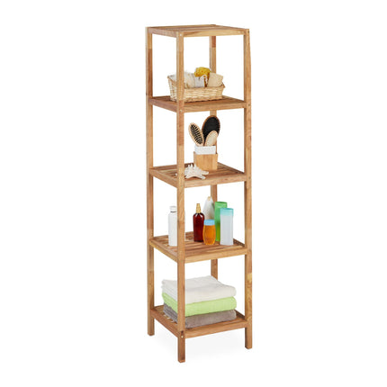 Bathroom shelf in walnut with 5 shelves