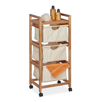 Badezimmerregal mit 3 Wäschekörben beige