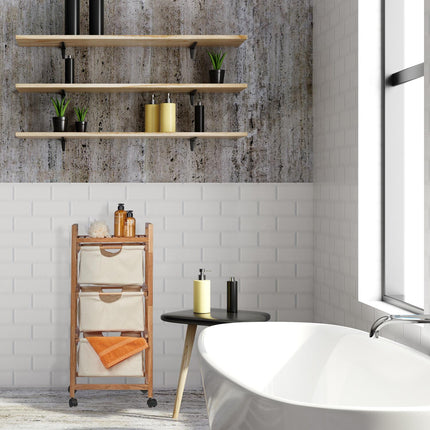 Badezimmerregal mit 3 Wäschekörben beige