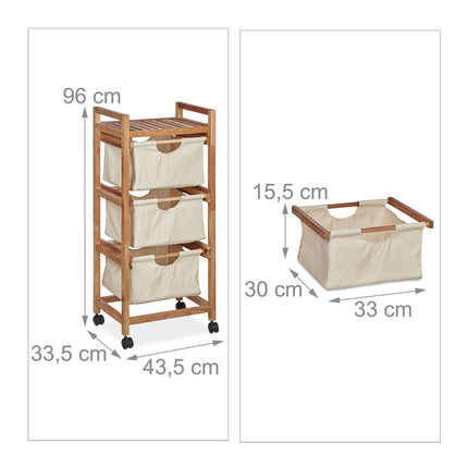Badezimmerregal mit 3 Wäschekörben beige