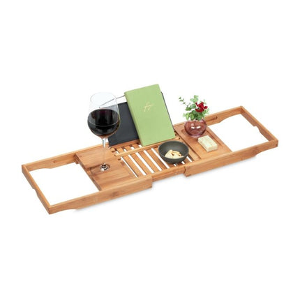 Bathroom shelf with black book holder