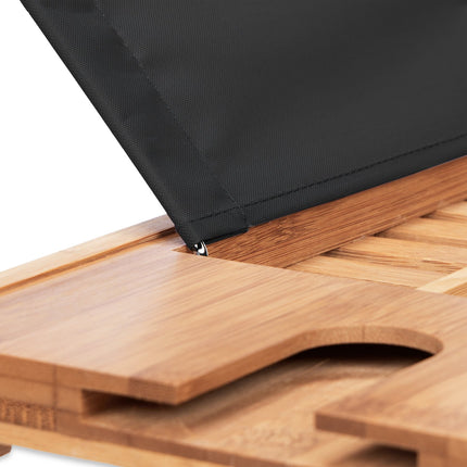 Bathroom shelf with black book holder