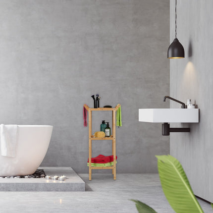 Bathroom shelf with towel holder